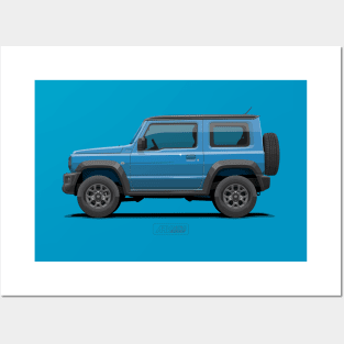 New Jimny JB74 Brisk Blue - Side Posters and Art